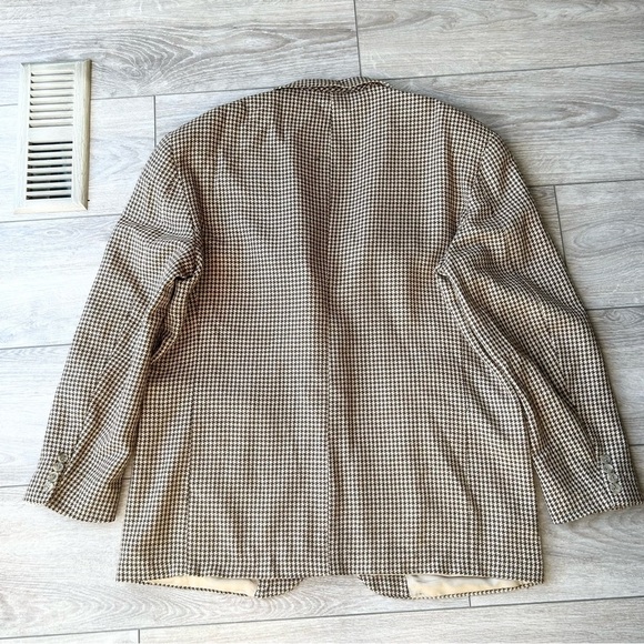 Vintage Evan Picone Pure  Wool Houndstooth Twill Blazer Union Made in USA - Picture 12 of 15